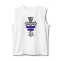 Cross Graphic Muscle Tank — 'Thin Blue Line' Purple Accent Christian Cross Tank Top