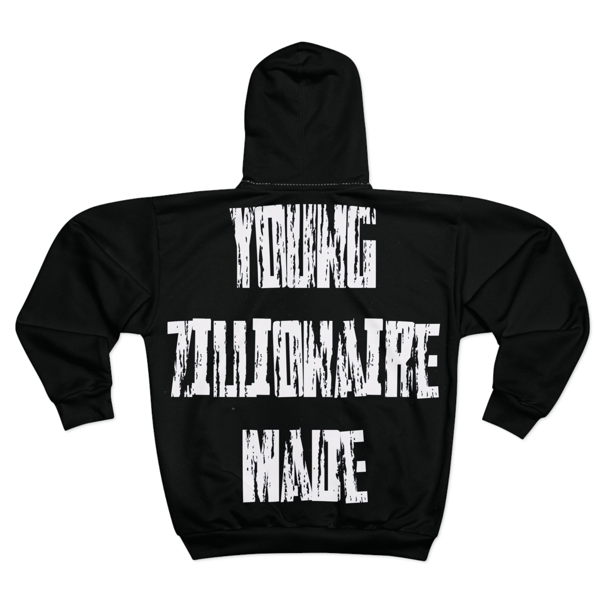Zip Hoodie — 'Young Millionaire Made' Gothic Cross Full-Zip Hoodie
