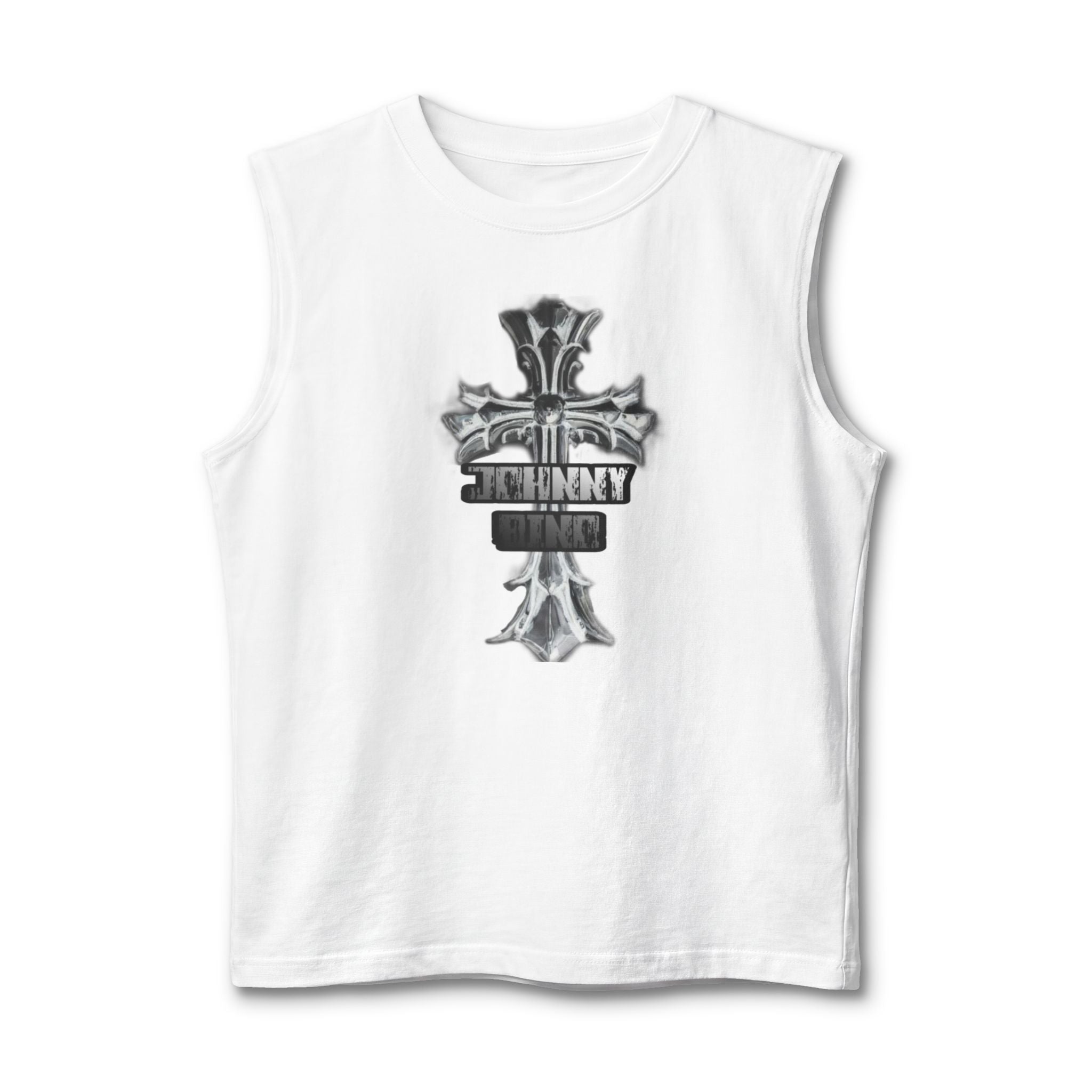 Johnny's Crew Cross Muscle Tank — Vintage Gothic Cross Graphic Tank Top