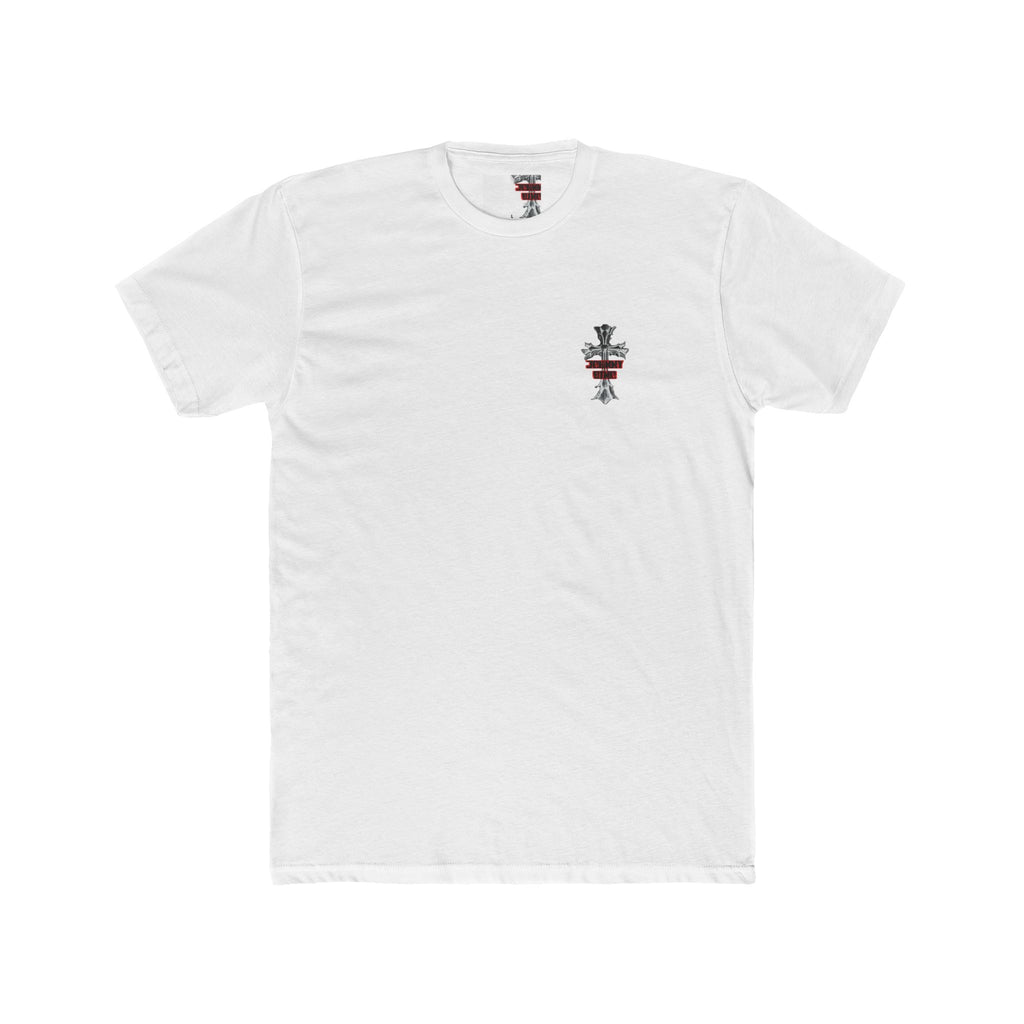 T-Shirt — Gothic Cross Graphic Tee with 'JOHNNY BINO' Text