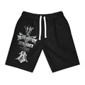 Black Athletic Shorts with Gothic Cross "Family & Kin" Graphic