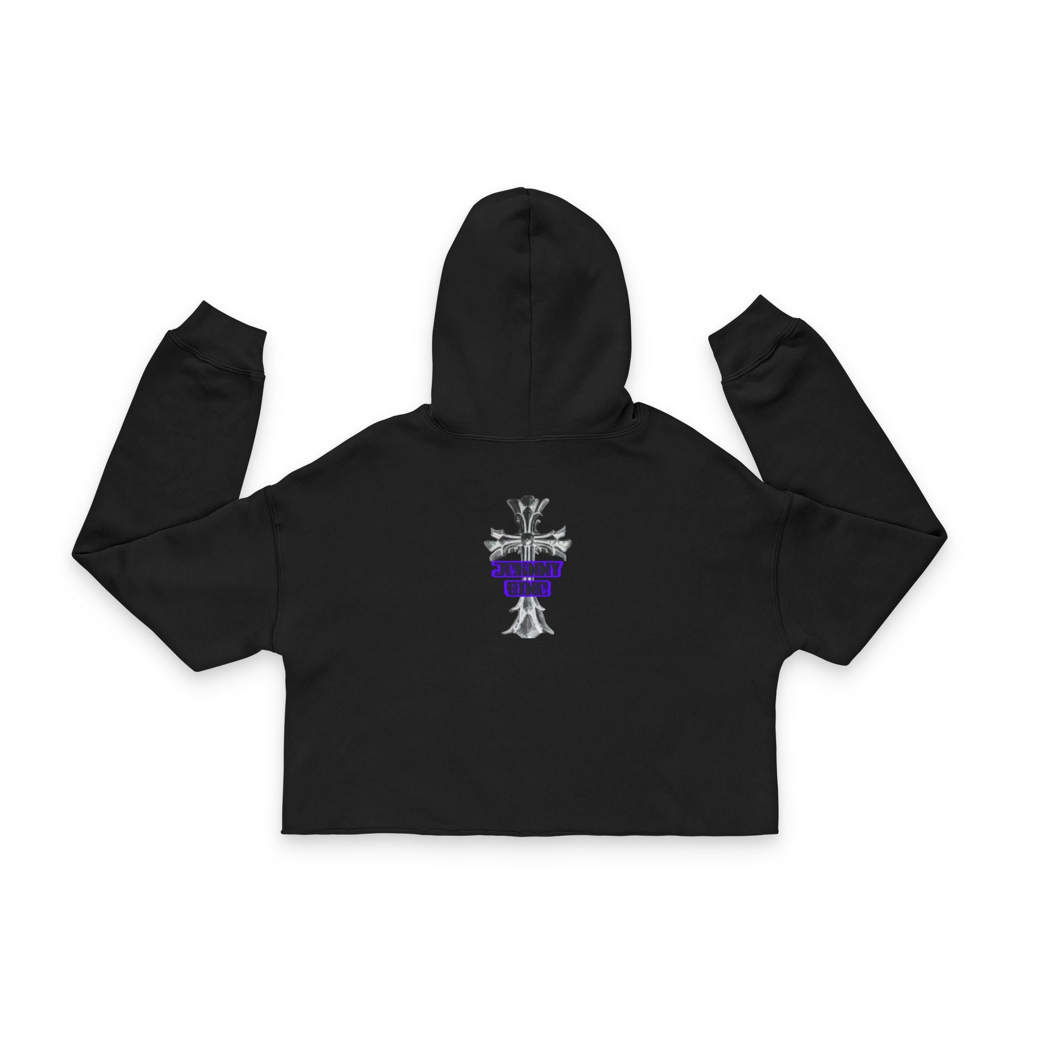 Cropped Hoodie — Gothic Floral Purple Crest Women's Cropped Hoodie