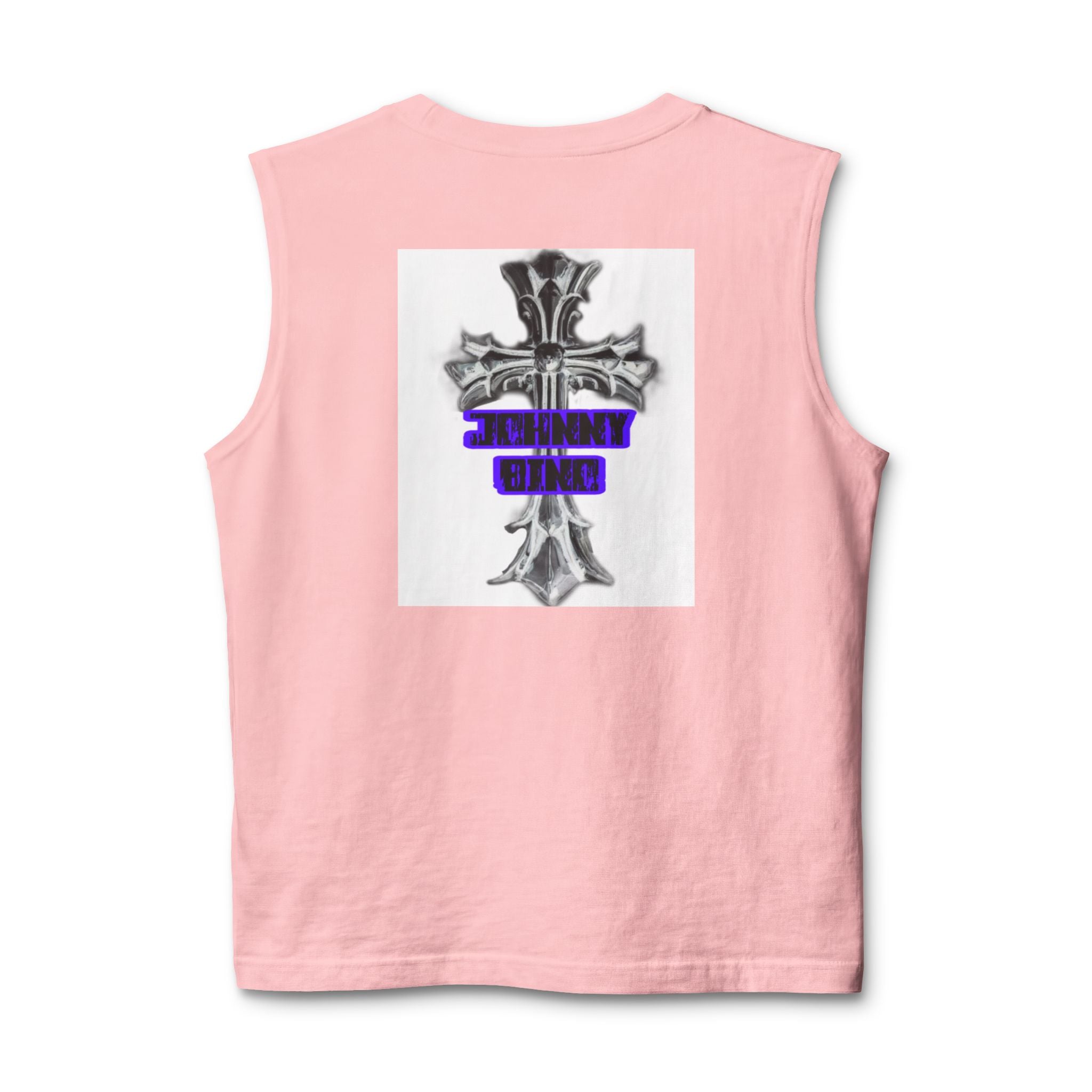 Cross Graphic Muscle Tank — 'Thin Blue Line' Purple Accent Christian Cross Tank Top