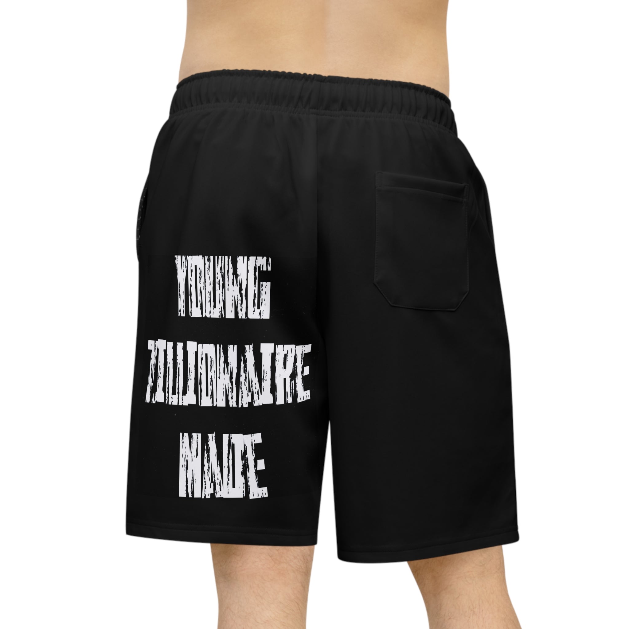 Black Athletic Shorts with Gothic Cross "Family & Kin" Graphic