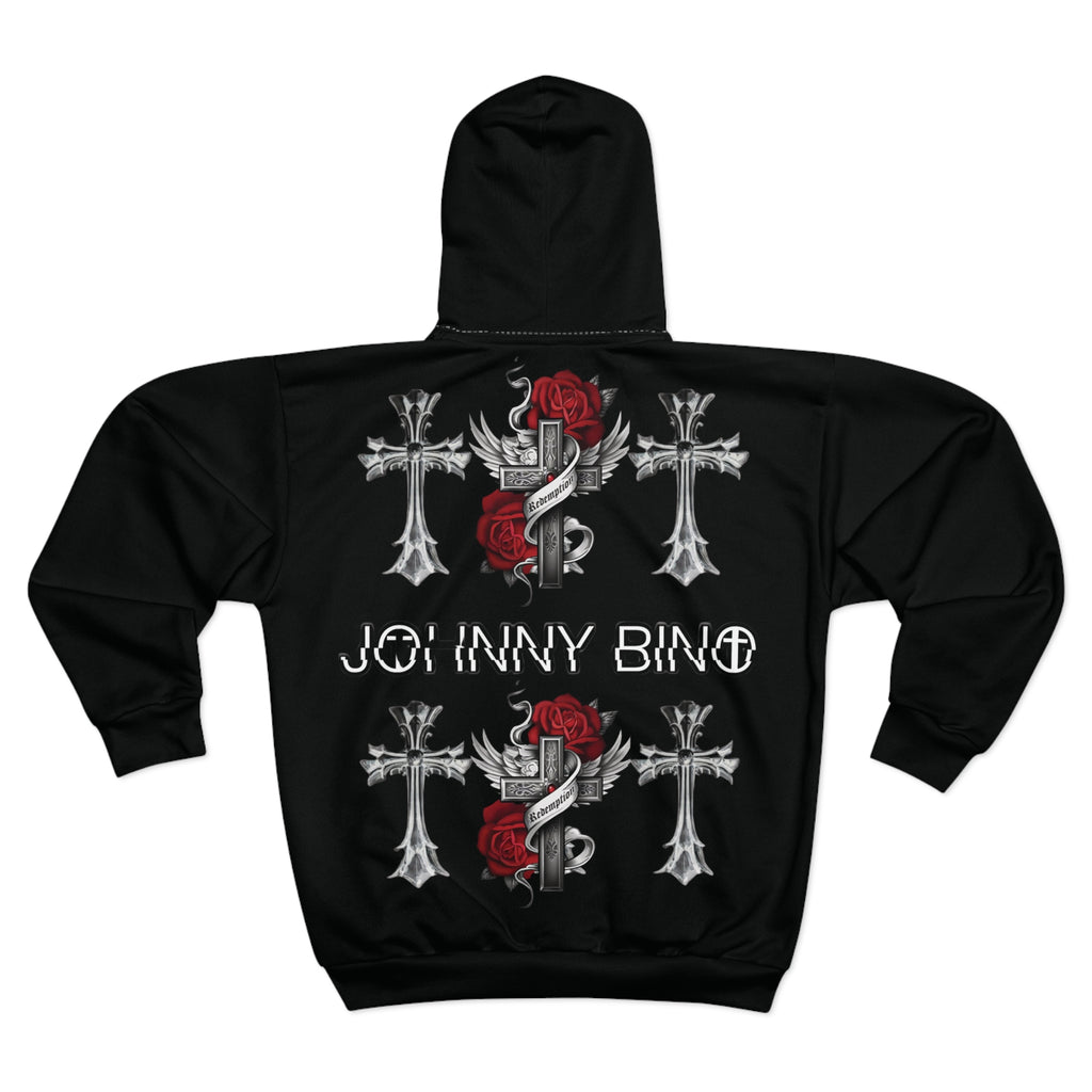 Johnny Bino Cross & Roses Zip Hoodie