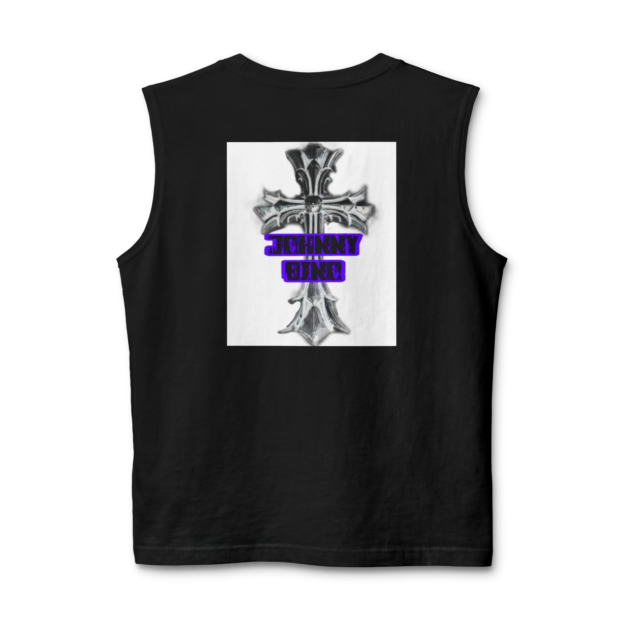 Cross Graphic Muscle Tank — 'Thin Blue Line' Purple Accent Christian Cross Tank Top