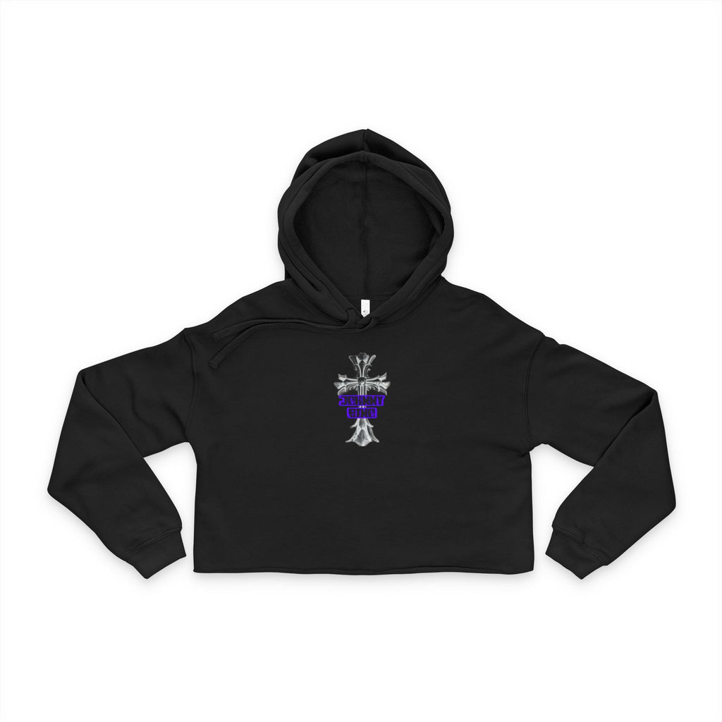 Cropped Hoodie — Gothic Floral Purple Crest Women's Cropped Hoodie