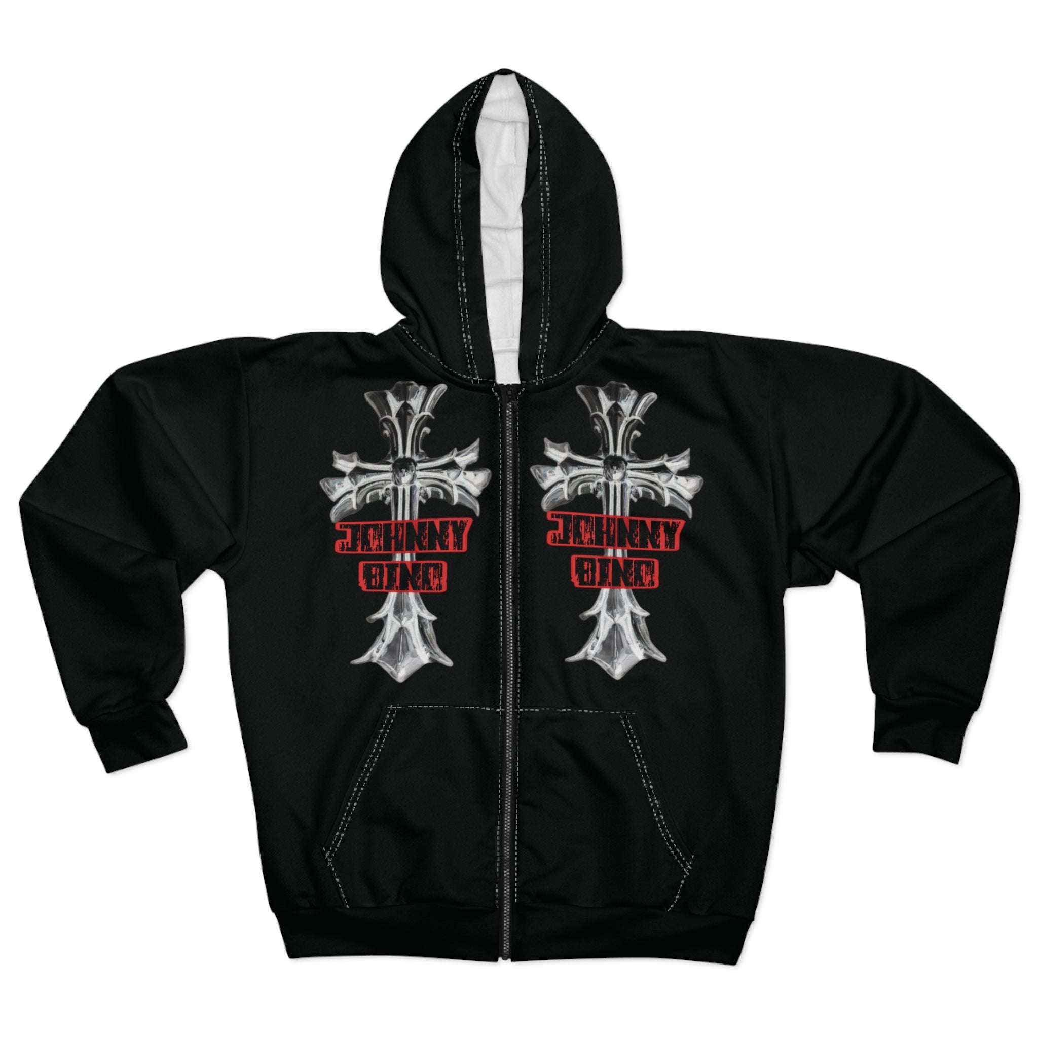 Johnny Bino Cross & Roses Zip Hoodie