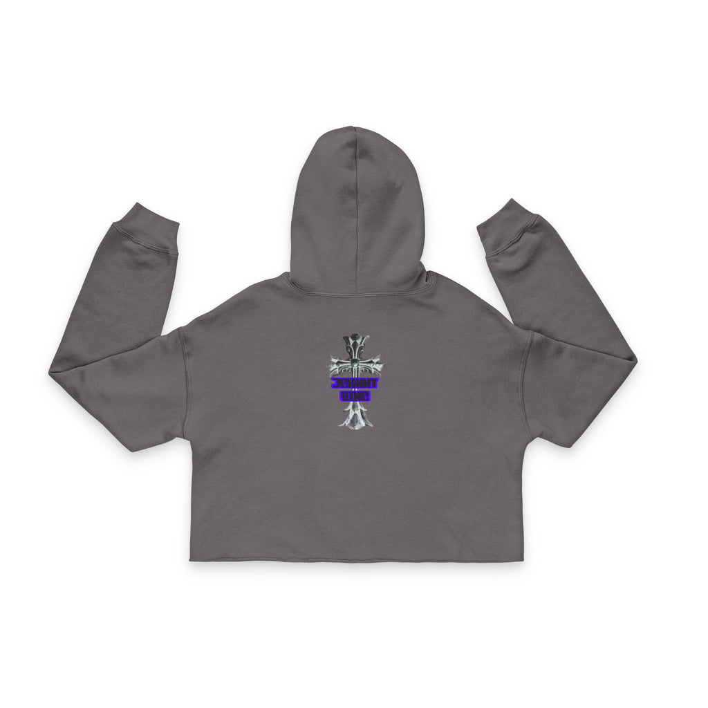 Cropped Hoodie — Gothic Floral Purple Crest Women's Cropped Hoodie