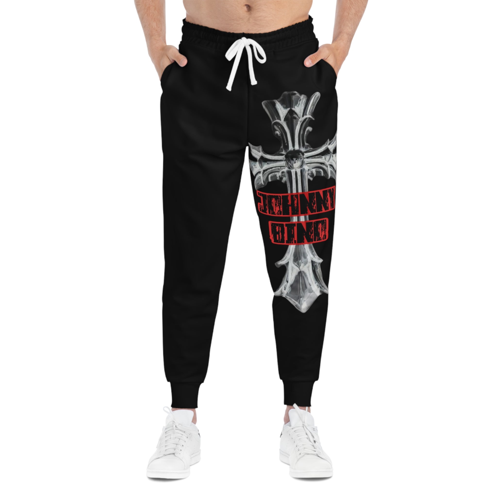 Athletic Joggers – Gothic Cross Graphic with “Heavenly Guilt” Stamp