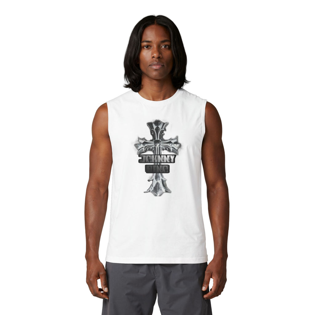 Johnny's Crew Cross Muscle Tank — Vintage Gothic Cross Graphic Tank Top