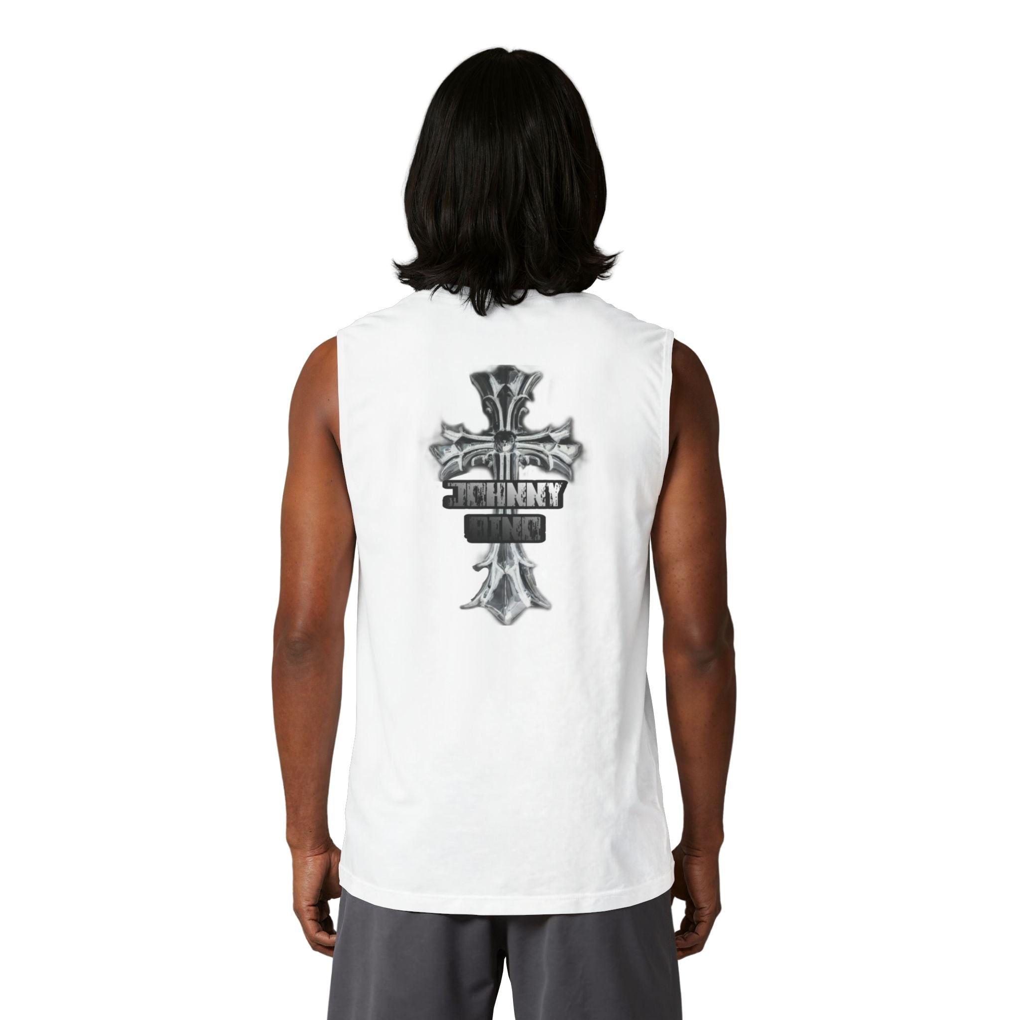 Johnny's Crew Cross Muscle Tank — Vintage Gothic Cross Graphic Tank Top