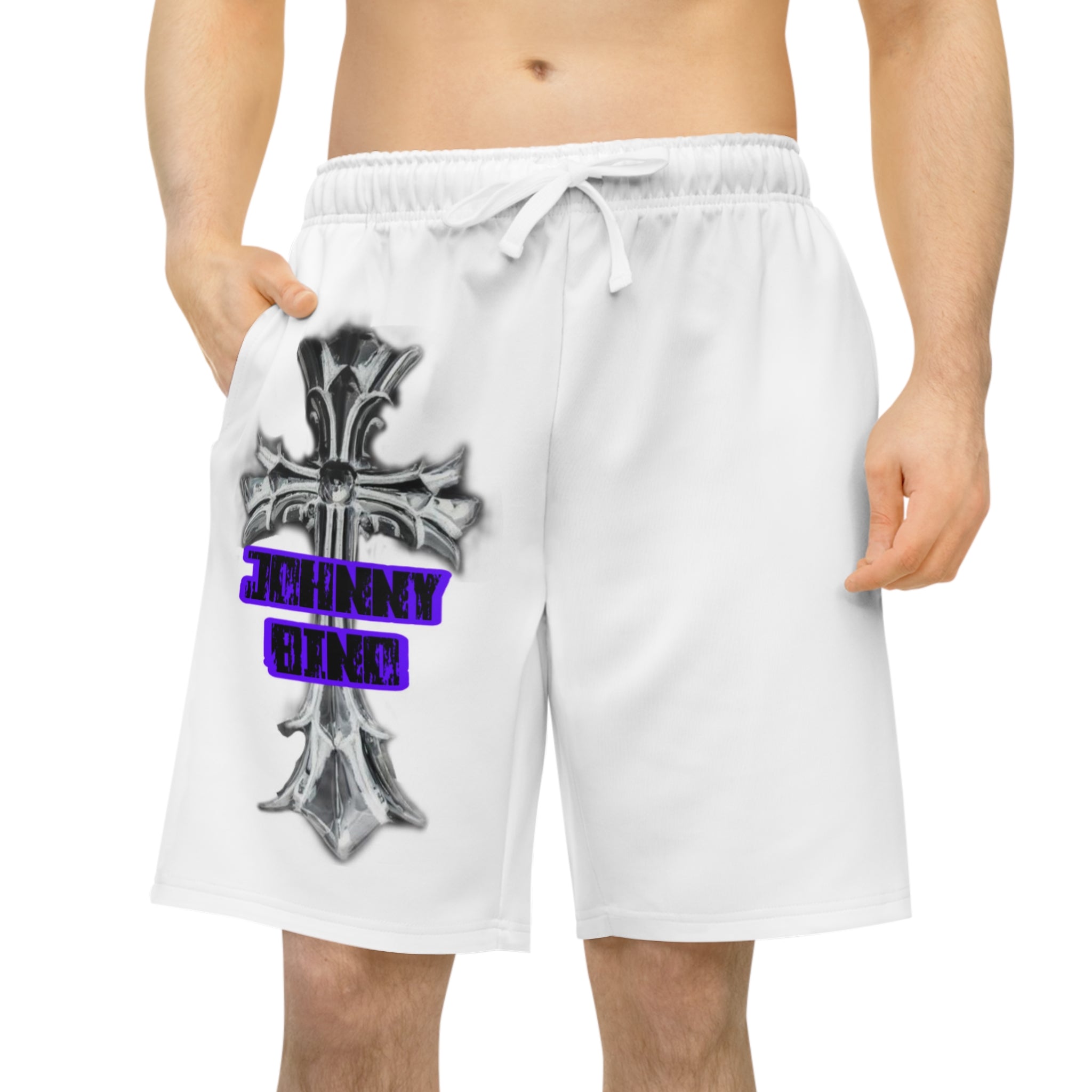 Gothic Cross Athletic Shorts — 'Eternally Binded' Graphic