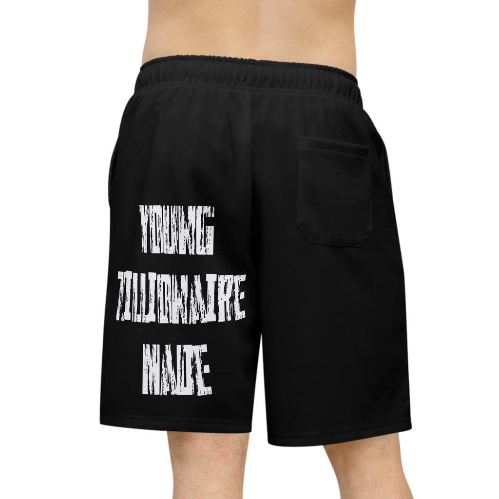 Cross & Stamped Logo Athletic Shorts — "Johnny King" Graphic