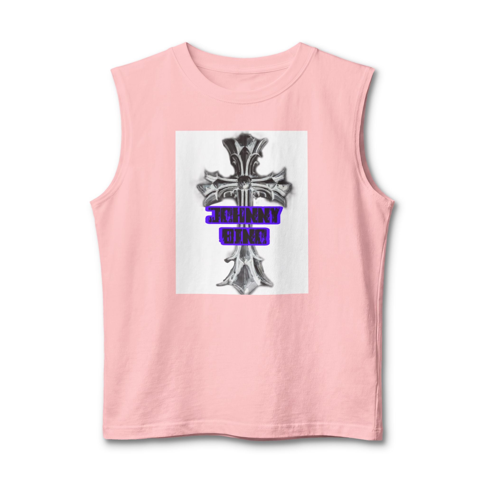 Cross Graphic Muscle Tank — 'Thin Blue Line' Purple Accent Christian Cross Tank Top